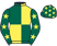 Dark green and yellow (quartered), dark green sleeves, yellow stars and cap}