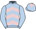 Light blue and pink chevrons, light blue sleeves, pink star on cap}