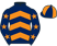Dark blue, orange chevrons, dark blue sleeves, orange stars, quartered cap}