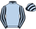 Light blue, black and light blue striped sleeves and cap}