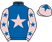 Royal blue, pink star, pink sleeves, royal blue stars, pink cap, royal blue star}