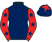 Dark blue, red sleeves, dark blue stars, dark blue cap, red star}