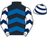 Black, royal blue chevrons, white and dark blue chevrons on sleeves, hooped cap}