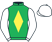 Emerald green, yellow diamond, white sleeves and cap}