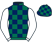 Dark blue & green check, white sleeves, blue & green check cap}
