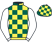 Dark green and yellow check, white sleeves, dark green and yellow check cap}