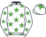 White, emerald green stars, white cap, emerald green star}