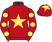 Red, yellow star, red sleeves, yellow spots, red cap, yellow star}