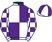 White and purple (quartered), checked sleeves}