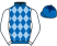 Royal blue and light blue diamonds, white sleeves, royal blue cap, dark blue star}