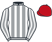Grey and white stripes, red cap}