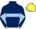 Dark blue, light blue hoop, diabolo on sleeves, yellow cap}