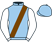 Light blue, brown sash, white sleeves}