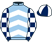 Light blue and white chevrons, dark blue and white check sleeves, dark blue and white quartered cap}