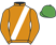 Orange, white sash, emerald green cap}