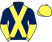 Dark blue, yellow cross belts, halved sleeves, yellow cap}