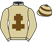 Beige, brown cross of lorraine, hooped cap}