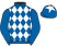 Royal blue and white diamonds, royal blue sleeves, white star on cap