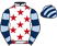 White, red stars, dark blue & light blue hooped sleeves, dark blue & light blue striped cap}