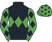 Black, emerald green triple diamond, emerald green sleeves, black diamonds, emerald green cap, black stars}