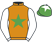 Orange, emerald green star, white sleeves, emerald green cap, white star}