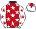 Silk colours for JEREMYS FLAME (IRE), trained by Gavin Patrick Cromwell, Ireland and owned by Flushfarm Racing Syndicate