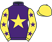 Purple, yellow star, yellow sleeves, purple stars, yellow cap}
