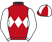 Red, white triple diamond and sleeves, quartered cap}