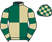 Dark green and beige (quartered), hooped sleeves, check cap}