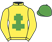 Yellow, emerald green cross of lorraine, emerald green cap}