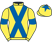 Yellow, royal blue cross sashes, royal blue armlet, royal blue star on cap}