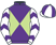 Purple and light green diabolo, white and purple chevrons on sleeves, quartered cap}