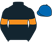 Black, orange hoop and armlets, royal blue cap}
