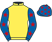 Yellow, royal blue sleeves, red stars and cap}