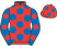 Red, royal blue spots, royal blue sleeves, red spots}