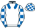 White, royal blue epaulets, royal blue and white check sleeves, white and royal blue check cap}