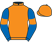 Orange, royal blue sleeves, orange armlets}