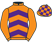 Orange and purple chevrons, orange sleeves, check cap}