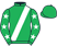 Emerald green, white sash, white stars on sleeves, emerald green cap}
