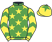 Emerald green, yellow stars, yellow and emerald green chevrons on sleeves, yellow cap, emerald green star}