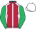 Maroon, white seams, emerald green sleeves, white cap}