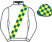 White, green and yellow checked sash, green and yellow check cap}