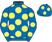 Royal blue, yellow spots}