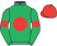 Emerald green, red disc, armlets and cap}