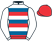 White, kingfisher and red hoops, white sleeves, red cap}