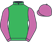 Neon green, neon pink sleeves and cap}
