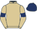 Beige, dark blue armlets, dark blue cap}
