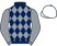 Dark blue & grey diamonds, grey sleeves, white cap}
