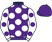 Purple, white spots, white sleeves, purple spots, purple cap}