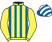 Yellow and royal blue stripes, yellow sleeves, royal blue and white striped cap}